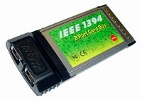 IO Card, PCMCIA, Firewire, 2 Port, 6 Pin, w/ Cable, I/O Flex