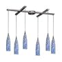 Elk Lighting 501-6BL Lungo 6 Light Island Light in Satin Nickel with Starburst Blue glass