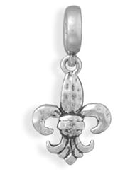 Sterling Silver Oxidized Fleur de Lis Charm Bead