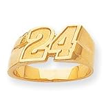 14k NASCAR Mens Jeff Gordon Number 24 Medium Ring Size 12.75