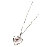 Baby's First Necklace Heart Locket-Flower-Sterling Silver