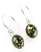 Small Green Amber Oval Dangle Earrings