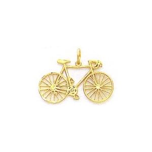 14k Gold Diamond-Cut Bicycle Charm