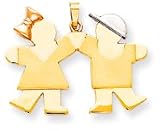 Girl Boy Silhouette Charm, Yellow/White/Pink Gold