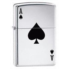 Zippo Lucky Ace High Polish Chrome Pocket Lighter