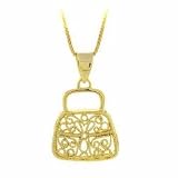Vermeil (24k Gold over Sterling Silver) Filigree Purse Hand Bag Pendant