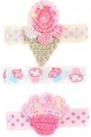 Alligator Clip Set Of Three: Crochet Icecream Cone, Cupcake,