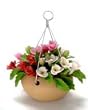 Dollhouse Miniature Artisan Hanging pot of Mixed Flowers