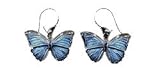 Blue Morpho Butterfly Silver and Enamel Earrings