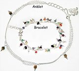 Bead Anklet with Bracelet Sets Sterling Silver & Tiger's Eye Gemstone Indian Style 10 