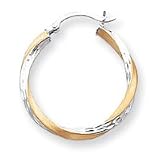 Image of 14k and Rhodium Diamond-Cut 2.5mm Twisted Hoop Earrings