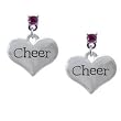 "Cheer" Heart Hot Pink Swarovski Post Charm Earrings [Jewelry]