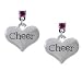 "Cheer" Heart Hot Pink Swarovski Post Charm Earrings [Jewelry]