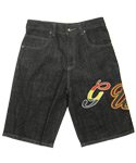 G Unit - BOYS (4-7) G-UNIT Rasta Embroidered Denim Shorts, Black Denim