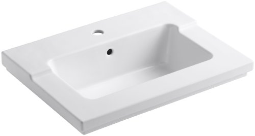 KOHLER K-2979-1-0 Tresham One-Piece Surface and Integrated Bathroom Sink with Single-Hole Faucet Drilling, White
