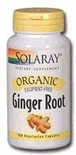 Solaray Organic Ginger Root Supplement, 540 mg, 100 Count