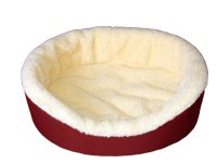 XL-Extra Large Burgundy/Imitation Lambswool Dog Bed King Pet Bed-Ortho Foam Comfort. Ouside Dim. 42x32x7". Inside Dim. 38x28x7". Washable Cover. We make them in America!