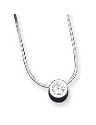 Sterling Silver CZ Round Pendant on 18" Chain Necklace QG20-18"