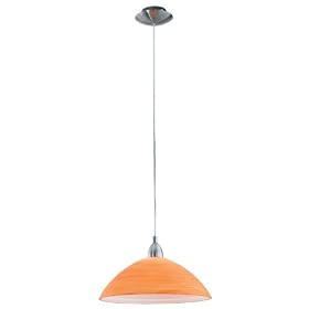 Eglo 88492A Lord-3, Nickel/wiped Orange, 1-Light Pendant Light Fixture