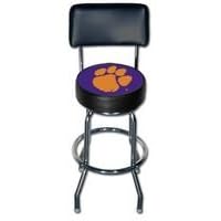 Clemson Tigers Single Rung Vinyl Bar Stool w Back 