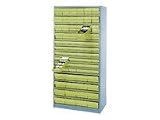 Closed Steel Shelving Unit With Plastic Drawers