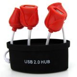 Romantic Rose USB 2.0 4-Port Ultra Mini Hub, Black Base