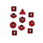 Red Transparent Polyhedral Dice Set - 10pc Set in Tube