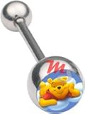 Winnie the Pooh Bedtime Logo Tongue Ring Barbell clouds
