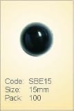 Black Solid Eyes 15mm (100 pack)