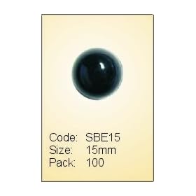 Black Solid Eyes 15mm (100 pack)