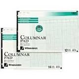 3-Hole Columnar Pad, 13 Column/1-5/8, 40 Lines/Page, 11x16-3/8, Green, 50/Pad WLJG7213