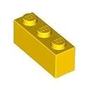 Lego Building Accessories 1x3 Bright Yellow Brick, Bulk Pack 50 Pieces