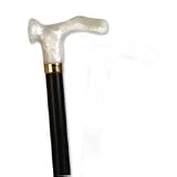 Cane and walking stick - With Contour Grip. Pearl Acrylic left Handle, this cane is designed to fit the hand like a glove for its palm grip handle. This cane and walking stick is very secure and comfortable and has a weight capacity of 250 pounds. This ergonomic wood cane is ideal for arthritis sufferers. It distributes weight across the entire palm. Height approx: 36 - 37 