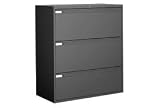 36W 3 Drawer Binder Lateral File - Black