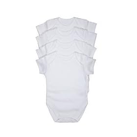 BabySafe Babywear 4pk Unisex White Short-Sleeve Bodysuits (Size 0-3 months) Great Gift