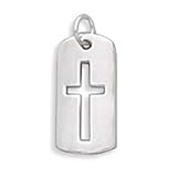 Rectangular Tag with Cut-Out Cross Pendant