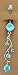 Aqua Lt Blue 4 Gem Unique Vine Dangle Belly button Navel Ring 14 gauge