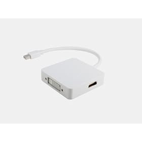 GSI Quality 3-In-1 Mini DisplayPort To HDMI, DVI And DisplayPort Adapter Cable - For Apple MacBook, MacBook Pro And MacBook Air