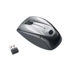 Fujitsu WI600 drahtlos Notebook Laser Maus (kabelloser Empf�nger USB 2.0) schwarz/silberlber