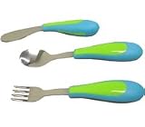 Playgro Easy Grip 3pc Metal Cutlery Set Blue/Green