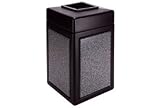 38 Gallon Square Waste Receptacle Black With Pepperstone Panels
