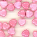 Czech Glass Hearts 6mm OP Pink White Swirl, 50pcs