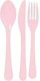 Baby Pink Premium Plastic Fork, Spoon and Knife Set 24 Pack