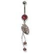 Stainless Steel Belly Ring with Red Australian Crystals - 14g/5mm ball
