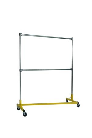 Heavy Duty Garment Z-Rack : Double Rail - 5' Base x 6' Uprights Yellow
