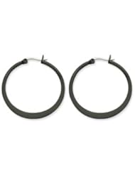 Stainless Steel Black IP plated 34mm Hoop Earrings Cyber Monday Special