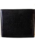 Coach Slim Pebbled Black Leather Double Billfold Bifold Mens Wallet F74326 New with Tag