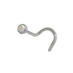 Surgical Steel Nose Screw with Opal Cz Jewel