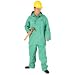 ONGUARD 71022 PVC/Nylon/Polyester Chemtex Coverall with Attached Hood and Inner Cuffs, Green, Size Small