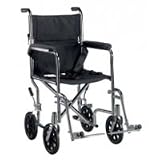 Drive Medical Go Cart Light Weight Transport Wheelchair with Detachable Desk Arms and Swing-away Footrest, Silver Vein, 19"